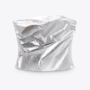 Zara Silver Metallic Crop Top